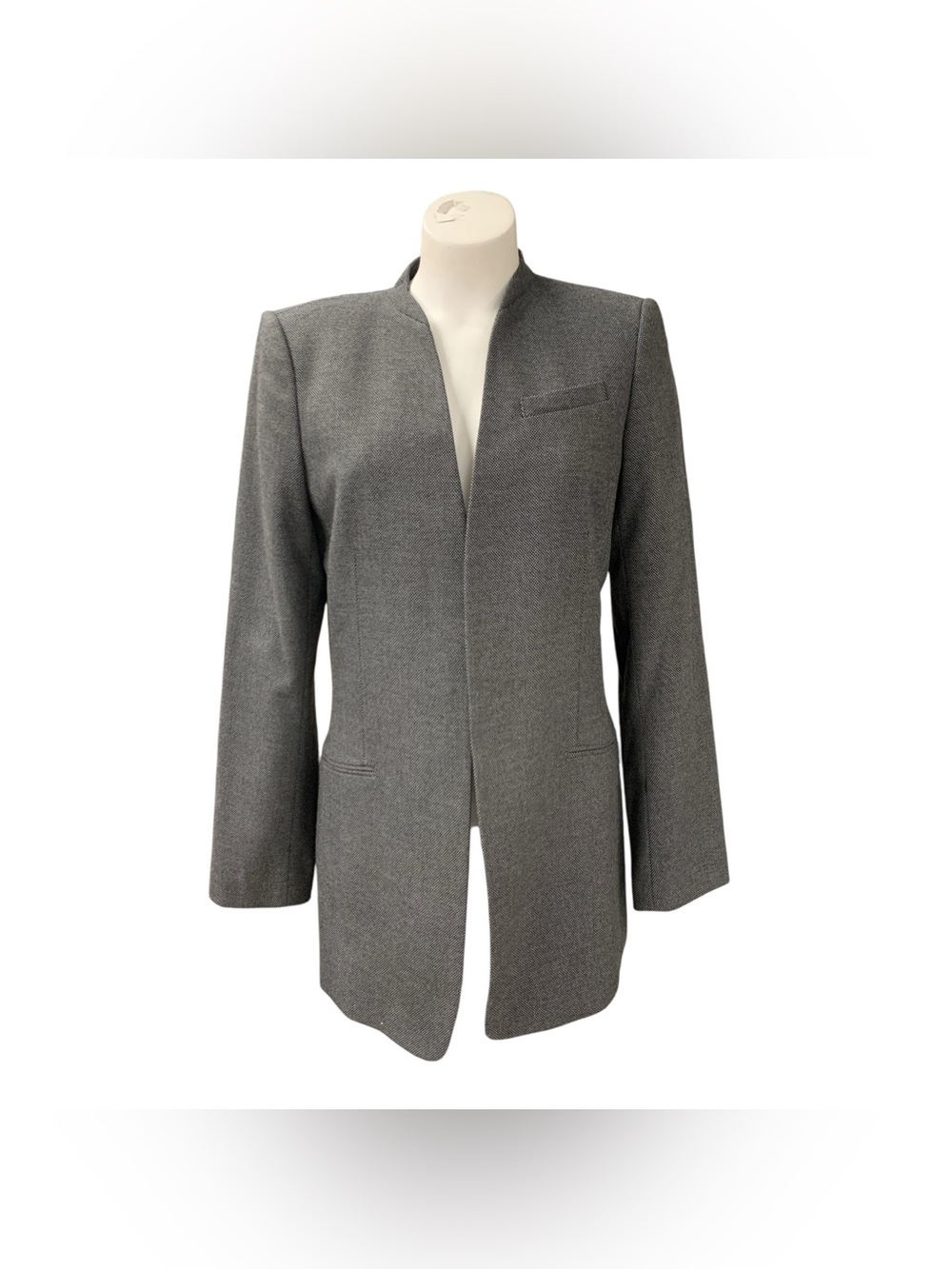 Calvin Klein Charcoal Open-Front Collarless Blazer Size M